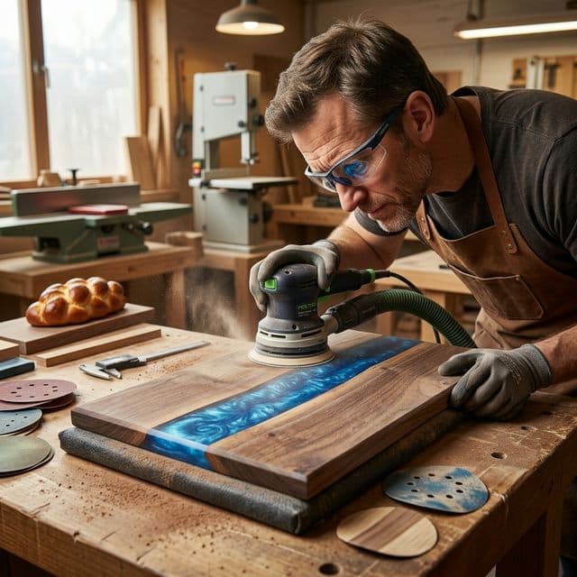 Arbor & Co. workshop — shaping a walnut board